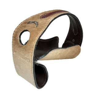 Argentina Wine Bottle Holder Brown Tan Leather Cowhide Countertop Caddy EUC